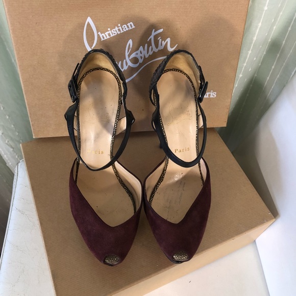 Rare Louboutin Suede & Python Mary Jane - Picture 12 of 14